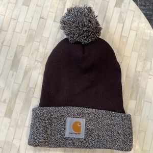 Carhartt Maroon pompom hat